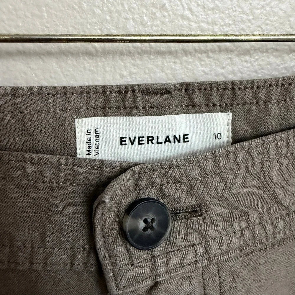 Everlane Fatigue Barrel Pant Size 10 Taupe High Rise Organic Cotton Linen